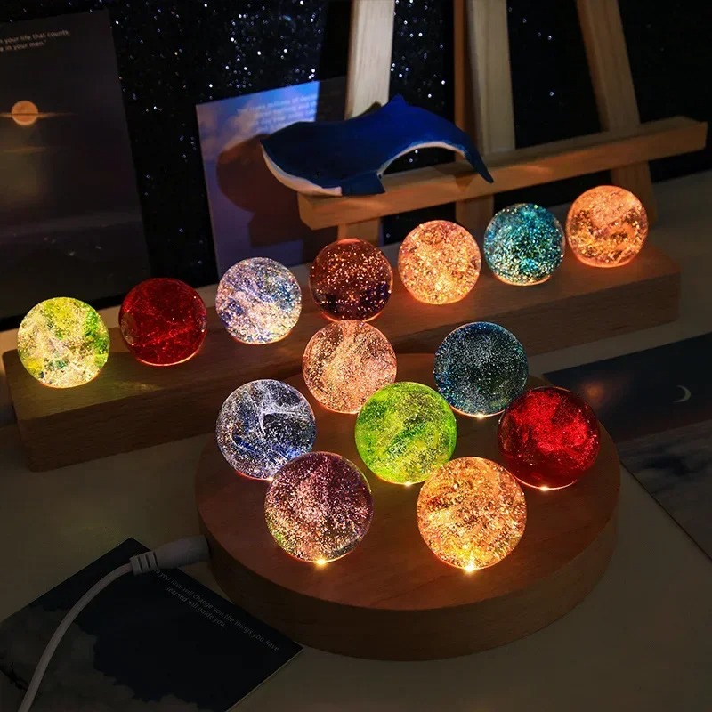Solar System Orrery - 4/6/8cm Fantasy Colorful Glass Star Ball